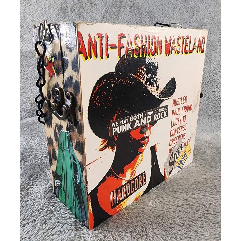 Womens Cigar Box Purse Anti-Fashion Wasteland Punk Rock Leopard Hot Rod Kustom